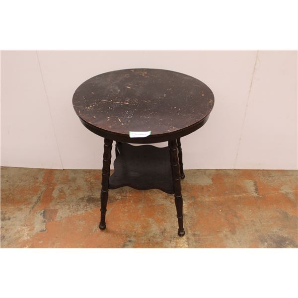 * Vintage Round Wooden Pedestal Table - 29" Tall, 24" Diameter