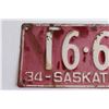 Image 2 : Saskatchewan 1934 License Plate