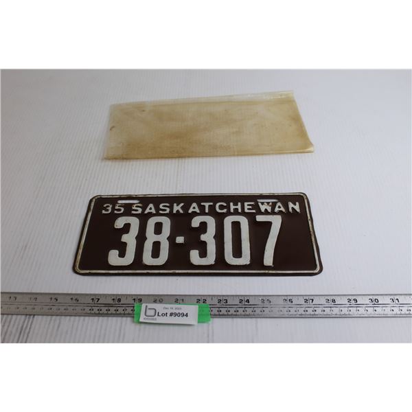 Saskatchewan 1935 License Plate