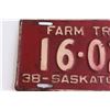 Image 2 : Saskatchewan 1938 License Plate