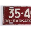 Image 2 : Saskatchewan 1938 License Plate