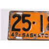 Image 2 : Saskatchewan 1942 License Plate