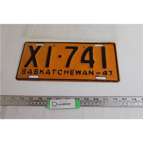 Saskatchewan 1947 License Plate