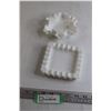 Image 1 : (2) White Hobnail Ashtray and Dish