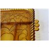 Image 2 : Indiana Glass Amber Divided Glass Tray - Fruit Pattern