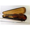 Image 1 : Antique Violin in Wooden Case w/2 Bows (bridge is changed - has damages)