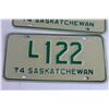 Image 2 : Pair of Saskatchewan 1974 Livery License Plates