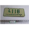 Image 1 : Saskatchewan 1974 Livery License Plate - L118