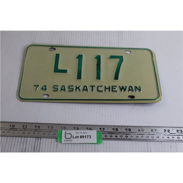 Saskatchewan 1974 Livery License Plate - L117