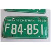 Image 2 : Pair of Saskatchewan 1969 License Plates - 84-851