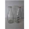 Image 2 : (4) Assorted Milk Bottles - Some Embossed - With Tops