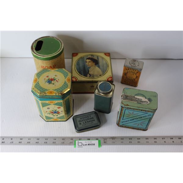 (7) Collector Tins - Royalty, Old Chum Tobacco, etc.