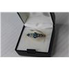 Image 2 : Matching Ring & Earrings (NIB) Pear Shaped Glass Blue Topaz (size 8)