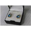 Image 3 : Matching Ring & Earrings (NIB) Pear Shaped Glass Blue Topaz (size 7)