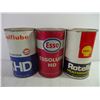 Image 2 : (5) Assorted Oil Cans-Esso, Shell, Gulf, and Texaco (all are empty)