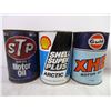 Image 2 : (5) Assorted Oil Cans-Esso, Gulf, Shell and STP (all are empty)