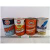 Image 1 : (4) Assorted Oil Cans-(3) Gulf and (1) Valvoline- 1 Gulf has some Contents, rest are empty