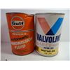 Image 2 : (4) Assorted Oil Cans-(3) Gulf and (1) Valvoline- 1 Gulf has some Contents, rest are empty