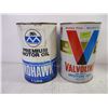 Image 2 : (4) Assorted Oil Cans-Shell, Petro Canada, Valvoline and Mohawk (all are empty)