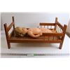 Image 1 : Handmade Doll Bed with Doll - 25" L x 14" W