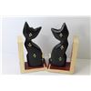 Image 3 : Pair of Carved Wooden Cat Book Ends