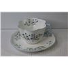 Image 2 : (3) Shelly - Fine Bone China Cups & Saucers (Blue Rock & Rose Bud Designs)