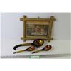 Image 1 : Soviet Era Russian Folk Art Spoon Set, Wood Framed Holy Family Picture