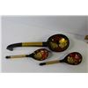 Image 2 : Soviet Era Russian Folk Art Spoon Set, Wood Framed Holy Family Picture