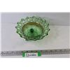 Image 1 : Northwood Wild Rose Carnival Glass Bowl Green