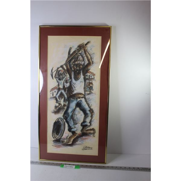 32" x 16" Gibson Mokhachane Artwork Original Pastel Medium