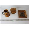 Framed Copper Art, Silent Night Beer Stein, Wooden Trinket Box