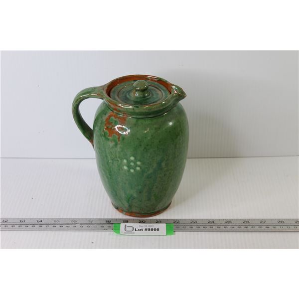 Redware Ship Decorated Pitcher - Signed MH80