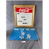 Image 1 : Tin Push 'Em Toy Box Sign & Coca-Cola Menu Board. 16" x 24" & 20" x 22"