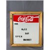 Image 2 : Tin Push 'Em Toy Box Sign & Coca-Cola Menu Board. 16" x 24" & 20" x 22"