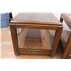 Image 2 : * (2) Wooden End Tables with Drawers and Glass Tops - 21" x 22" x 26"