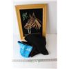 Image 1 : Framed Velvet Horse Picture - 15" x 19"; Toques, Leggings, Fleece Zippered Vest