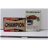 Image 1 : (2) Tin Signs: Champion Spark Plugs, Esso (12" x 8")