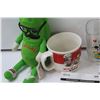 Image 2 : Campbells Soup Mug, (3) McDonalds Cups, Bag of Dice, Earrings, Mr. Pickle, Clown, Misc.