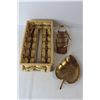 Image 3 : Glass Pedestal Cake Plate, Basket, Metal Leaf Dish, Thermos, Metal Ornaments, etc.