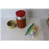 Image 4 : Glass Pedestal Cake Plate, Basket, Metal Leaf Dish, Thermos, Metal Ornaments, etc.