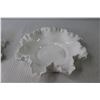 Image 5 : (2) Fenton Milk Glass Hobnail Crimped Bowls