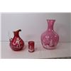 Image 7 : (3) Pieces of Vintage Mary Gregory Cranberry Glass