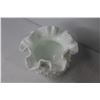 Image 3 : (2) Vintage Milk Glass Hobnail Fluted Ruffled Vases