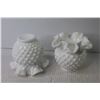 Image 5 : (2) Vintage Milk Glass Hobnail Fluted Ruffled Vases