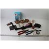Image 1 : Compass - Pliers - Clay Dishes - Dyson Battery - Led Blue Light Facial Brush (NIB) - Misc. Items