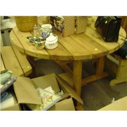 NEW ROUND WOOD PATIO TABLE