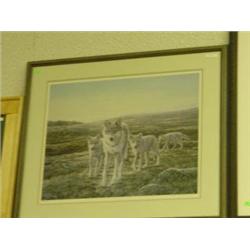 FRAMED PRINT  "WOLVES ON THE HUNT"
