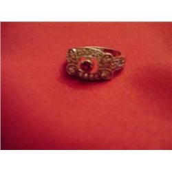 RHODOLITE & ZIRCON RING-- STERLIN SILVER