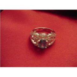 BLUE & WHITE ZIRCON STERLING SILVER RING