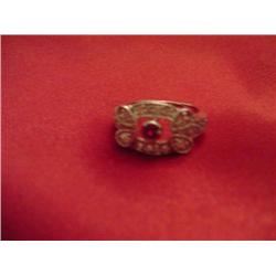 RHODOLITE & ZIRCON RING-- STERLING SILVER